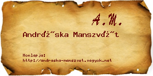 Andráska Manszvét névjegykártya